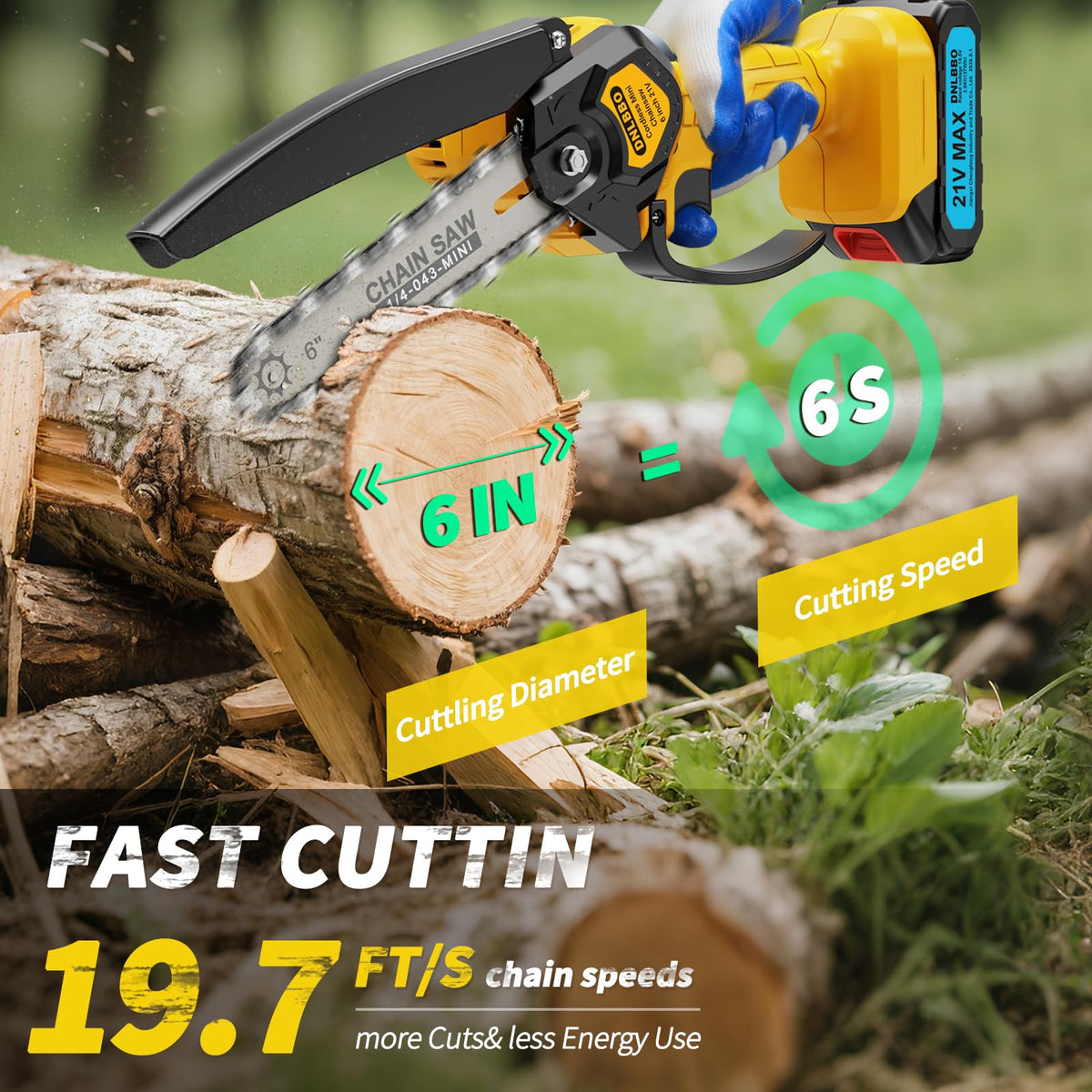 Mini Chainsaw - 6 Inch Battery Chainsaw with Power Display, 2 Batteries Included, Garden Tool for Tree Branch Trimming & Wood Cutting, Ideal Holiday Gifts for Men, Fathers & Gardening Enthusiasts 🍁 All In One Marketplace Canada