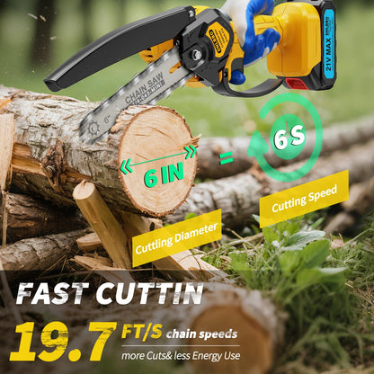 Mini Chainsaw - 6 Inch Battery Chainsaw with Power Display, 2 Batteries Included, Garden Tool for Tree Branch Trimming & Wood Cutting, Ideal Holiday Gifts for Men, Fathers & Gardening Enthusiasts 🍁 All In One Marketplace Canada