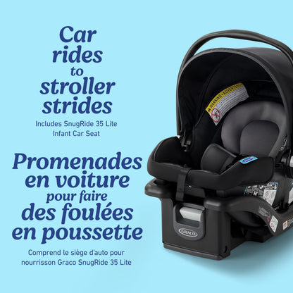 Graco FastAction Jogger LX Travel System, Compact Jogging Baby Stroller and Car Seat Combo with SnugRide SnugLock 35 Lite Infant Car Seat, Rear-Facing from 1.8-16 kg (4-35 lb), Mansfield