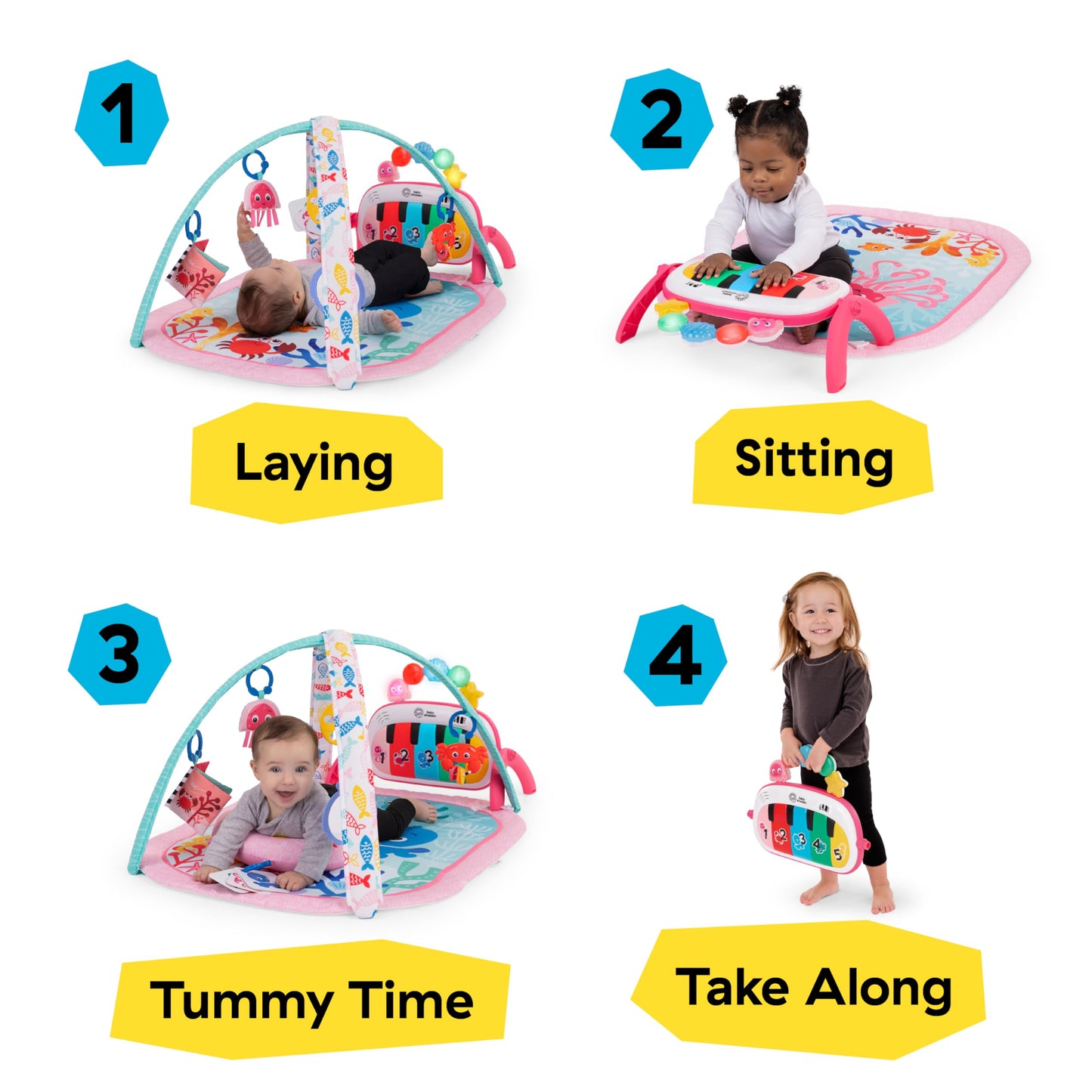 Baby Einstein Ocean Explorers 4-in-1 Kickin’ Tunes Jellyfish Jamboree Music & Language Discovery Gym, Pink, Ages 0 Months and Up 🍁 All In One Marketplace Canada