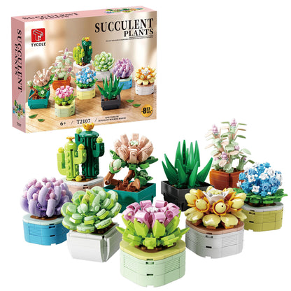 TYCOLE Tiny Flowers Succulents Artificial Plant Set-Creative Botanical Building Block 9 in 1 Toy, Botanical Collection for Office&Home Decor,Christmas Birthday Gift for Adults and Kids 8-12(832 PCS) 🍁 All In One Marketplace Canada