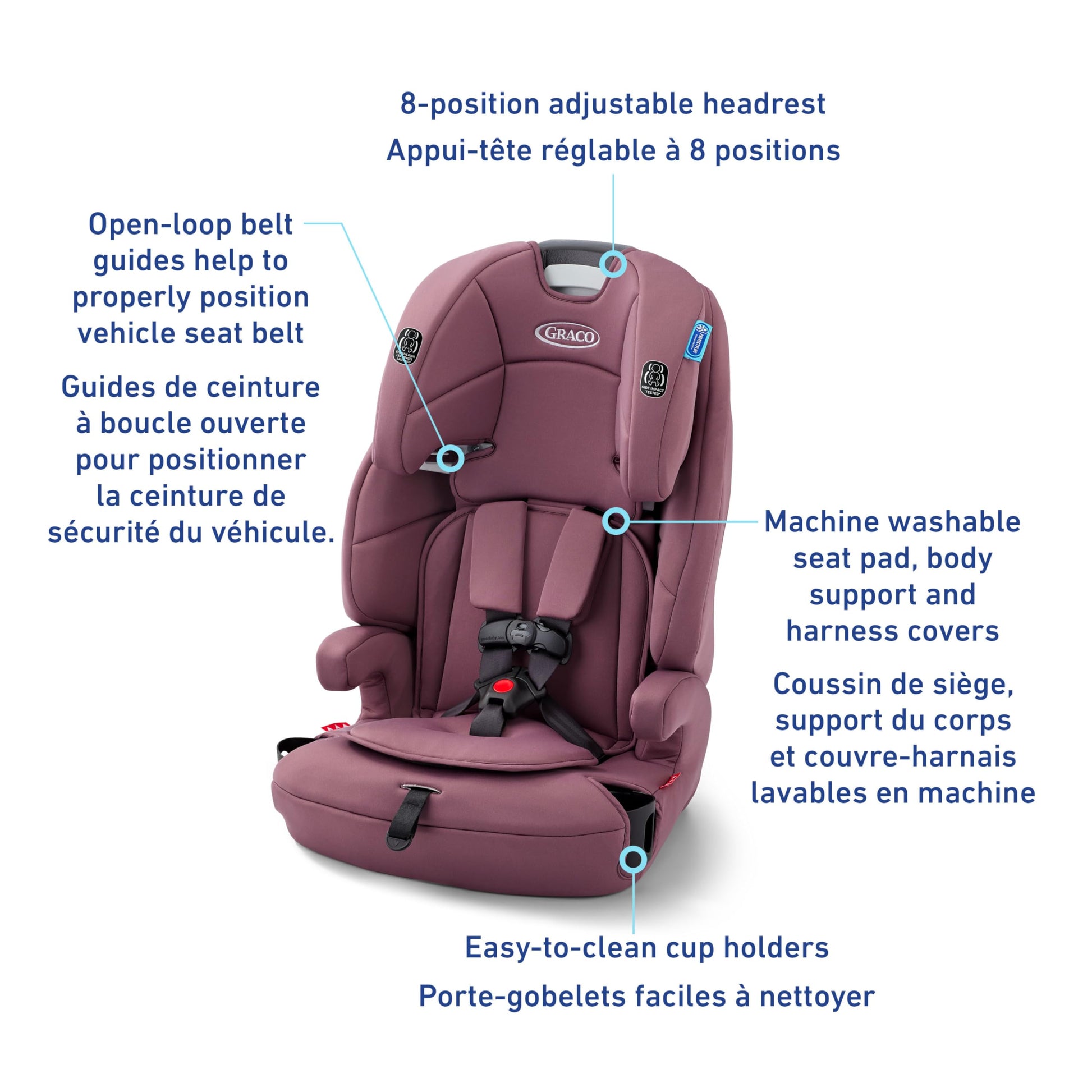 Graco Tranzitions 3-in-1 Harness Booster Seat, Toddler to Big Kid Car Seat from 10-45 kg (22-100lb), Harness/Highback/Backless Booster, Eloise