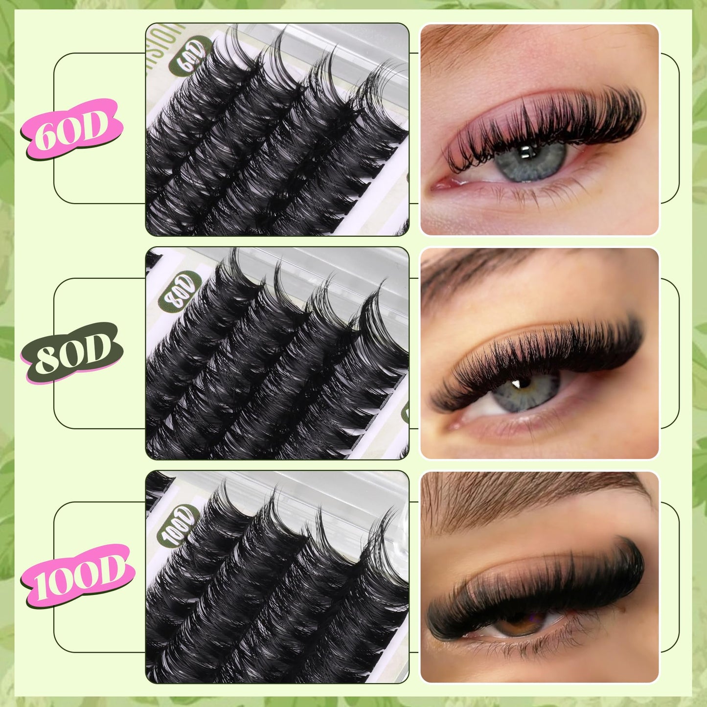 D Curl Cluster Eyelash Extensions 480Pcs Volume Lash Extensions DIY Eyelash Extensions for Beginners Wispy Eyelash Clusters Natural Fluffy Individual Lashes Clusters (60D 80D 100D Mixed, 10-16MM) - Available at All In One Marketplace Canada