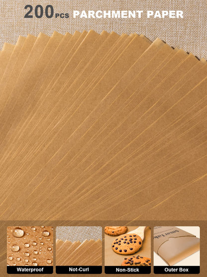 SMARTAKE 200 Pcs Parchment Paper Baking Sheets, 9x13 Inches, Non-Stick 🍁 All In One Marketplace Canada