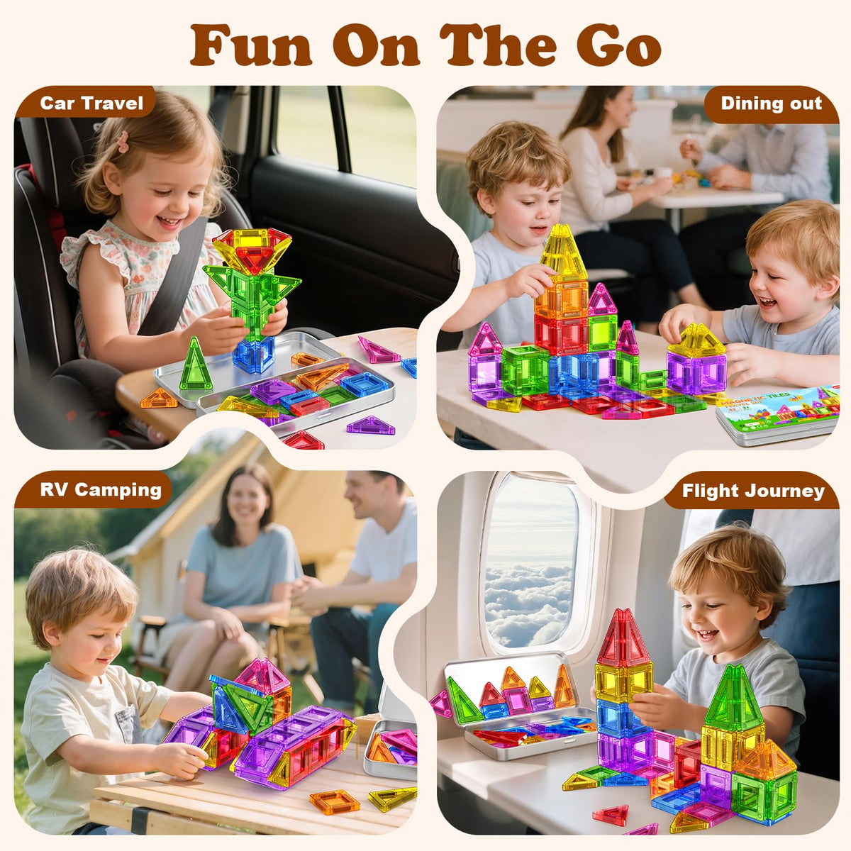 Mini Magnetic Tiles with Iron Box Travel Set for Kids 3-5 4-8 42PCS Portable Toys Magnet Building Blocks for Toddlers Road Trip/Car/Plane Travel/STEM Learning Set Christmas Birthday Gift for Boy Girl 🍁 All In One Marketplace Canada