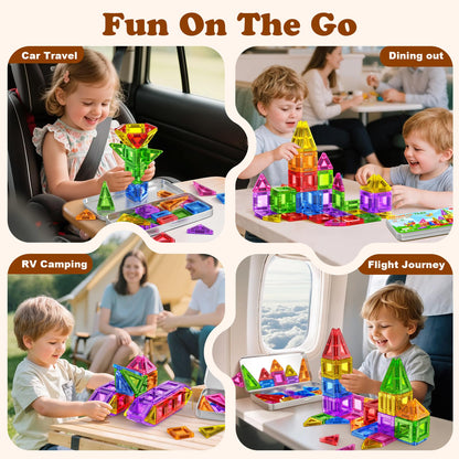 Mini Magnetic Tiles with Iron Box Travel Set for Kids 3-5 4-8 42PCS Portable Toys Magnet Building Blocks for Toddlers Road Trip/Car/Plane Travel/STEM Learning Set Christmas Birthday Gift for Boy Girl 🍁 All In One Marketplace Canada