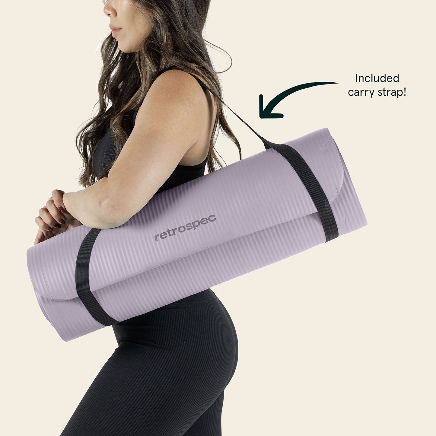 Retrospec Solana Yoga Mat 1" And 1/2" Thick With Nylon Strap for Men And Women - Non Slip Exercise Mat For Home Yoga, Pilates, Stretching, Floor And Fitness Workouts