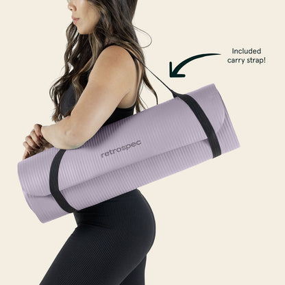 Retrospec Solana Yoga Mat 1" And 1/2" Thick With Nylon Strap for Men And Women - Non Slip Exercise Mat For Home Yoga, Pilates, Stretching, Floor And Fitness Workouts
