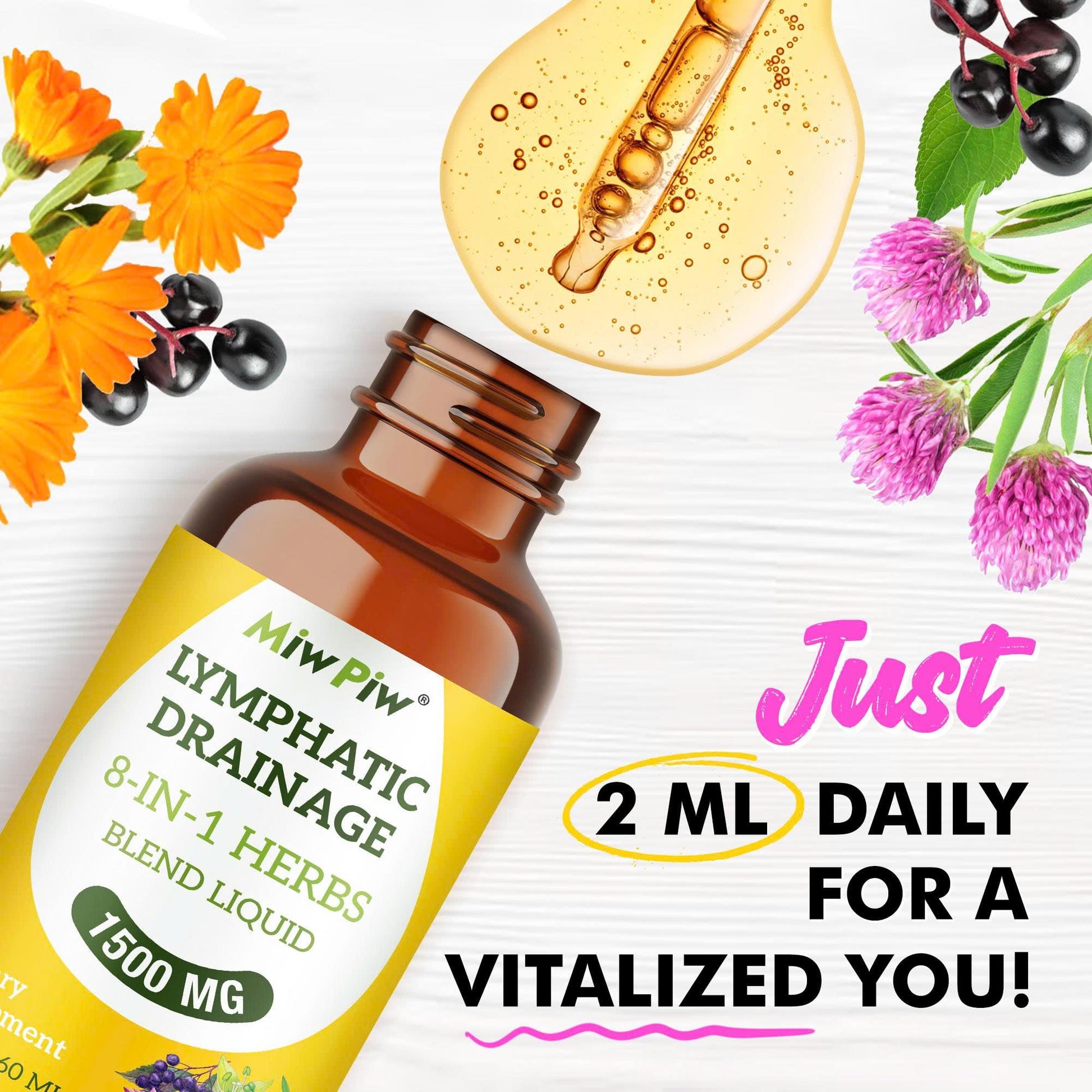 Lymphatic Drainage Drops with Echinacea, Burdock, Cleaver Herb – Sugar Free, Gluten Free, Herbal Tea Flavour Alternatives, 2 Fl Oz - Available at All In One Marketplace Canada