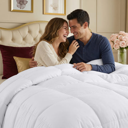 Utopia Bedding Comforters Queen Size, All Season Duvet Insert, Down Alternative Box Stitched Bed Comforter with Corner Tabs, Machine Washable (White)