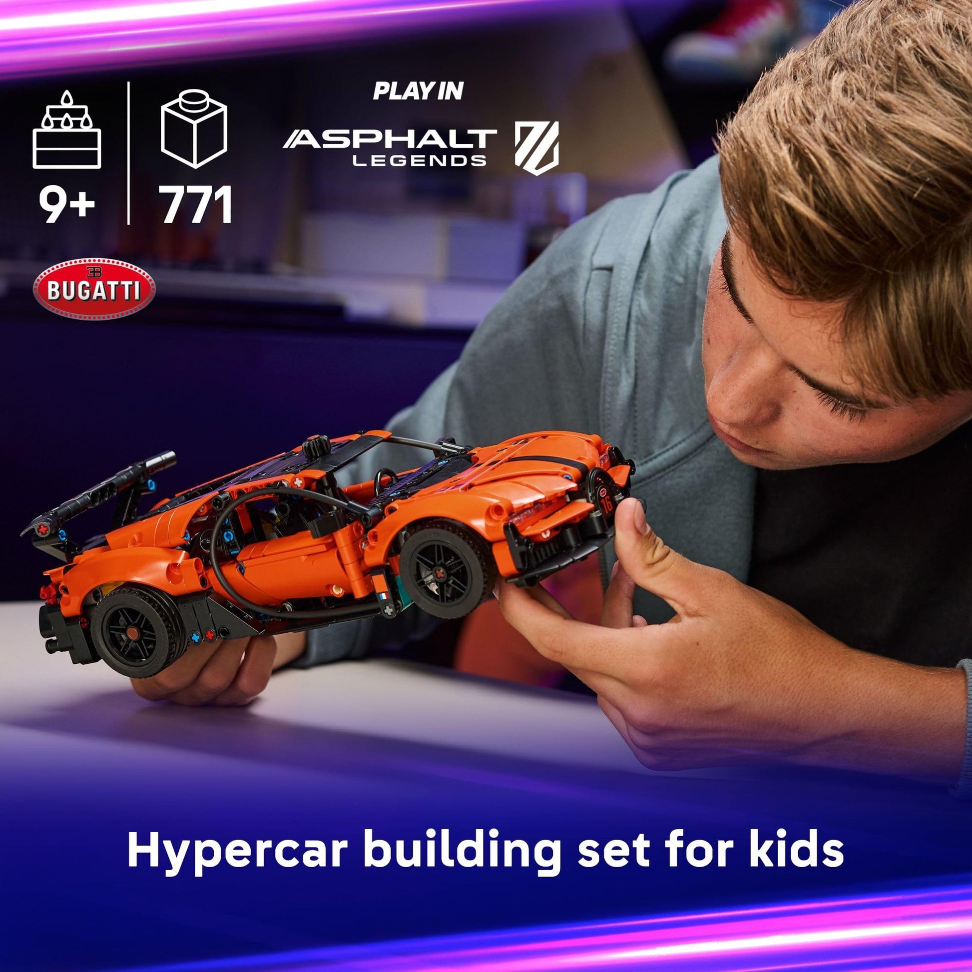 LEGO Technic Bugatti Chiron Pur Sport Hypercar Building Toy for Boys & Girls - Sports Car Toy W/Realistic Steering & Engine for Kids & Racing Fans, Ages 9+ - Gift Idea for Birthdays - 42222 LEGO