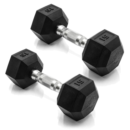 CAP Barbell 15 LB Pair Coated Hex Dumbbell Weight