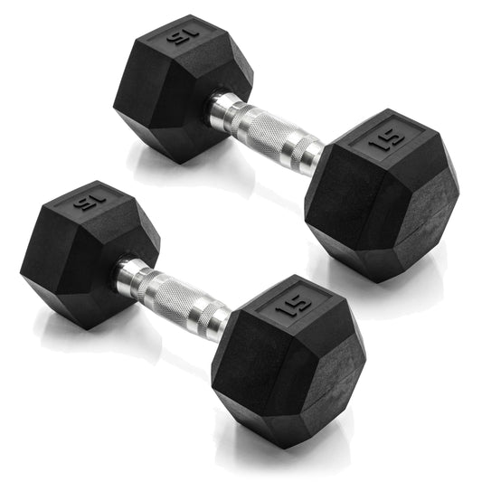 CAP Barbell 15 LB Pair Coated Hex Dumbbell Weight