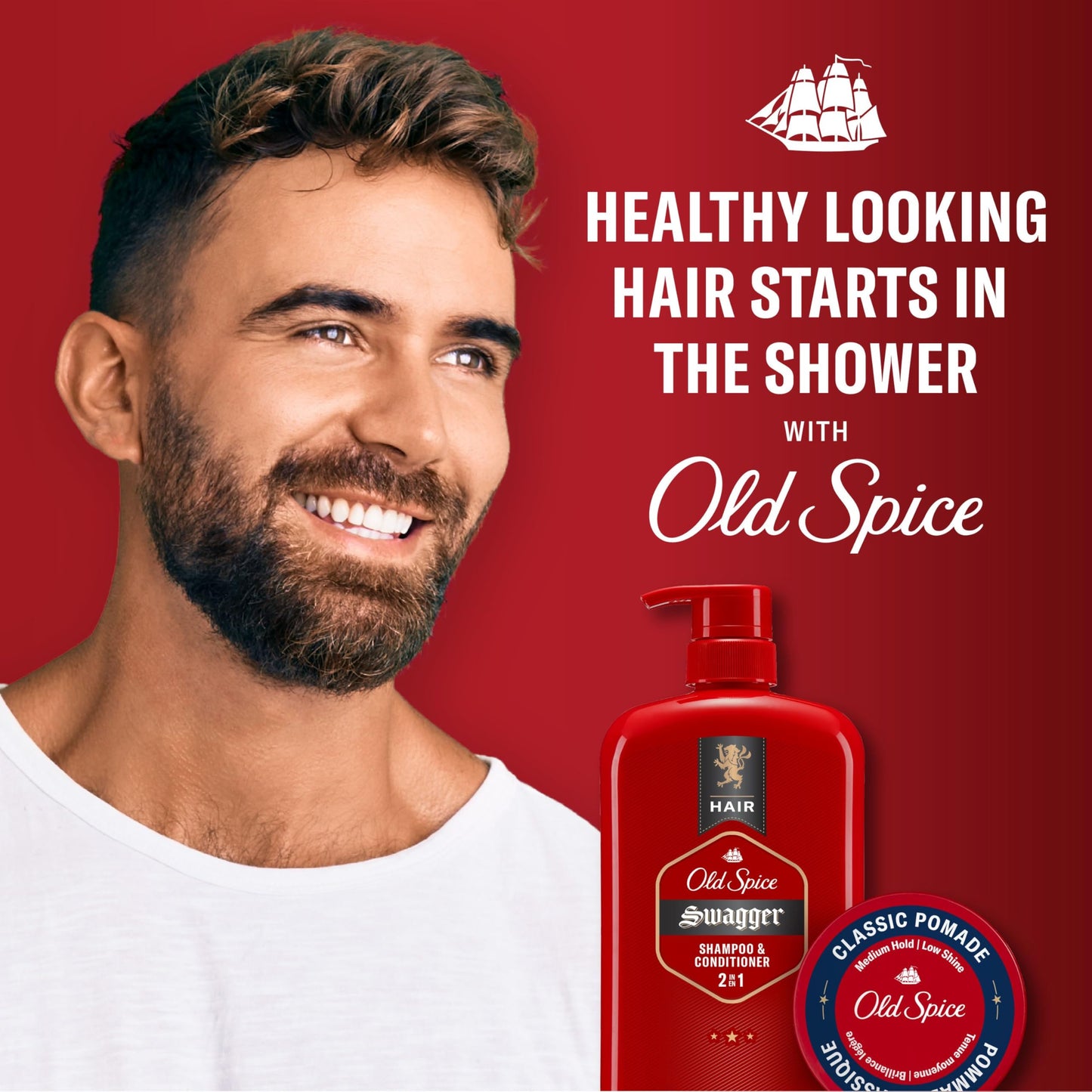 Old Spice Swagger 2in1 Shampoo and Conditioner for Men, Twin Pack, 1.73 L Total (865 mL Each) Old Spice
