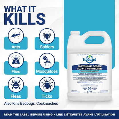 EcoGuard P-22-RTU Residual Insect Killer 3.78L with Sprayer Included, Ready-to-Use Indoor & Outdoor Pest Control for Ants, Cockroaches, Spiders, Fleas, Ticks, Flies & Mosquitoes (P-22-RTU+Sprayer)