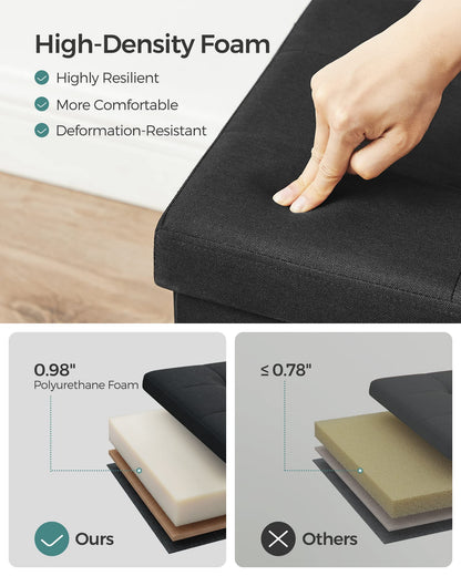 SONGMICS 110 cm Folding Storage Ottoman Bench, Padded Seat SONGMICS