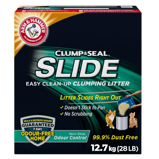 Arm & Hammer Clump & Seal Slide Clay Cat Litter, Non-Stop Odour Control, 12.7kg, 7 Days of Odour Control, Dust Free, Clumping Litter (Pack of 1)