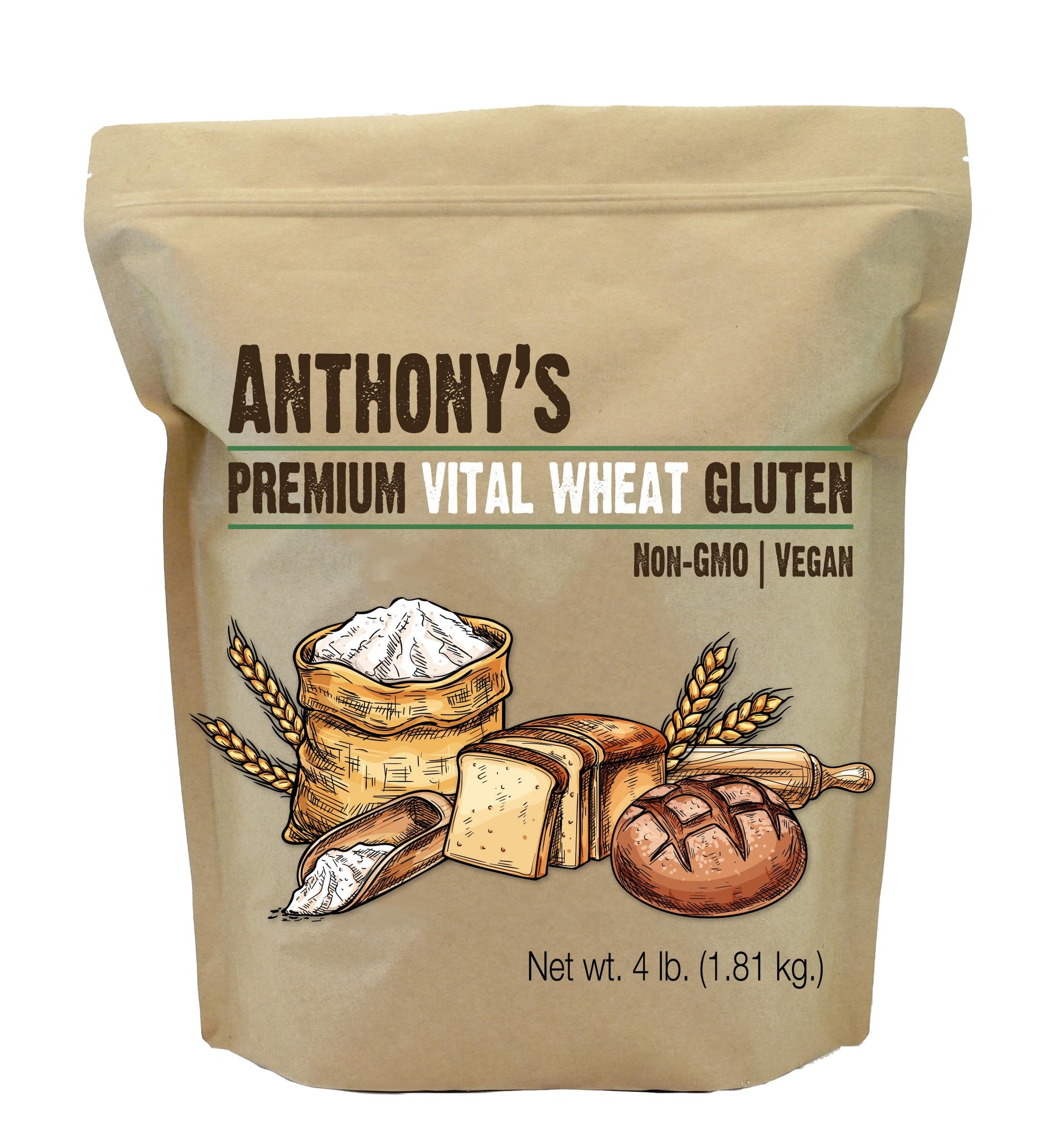 Anthony's Vital Wheat Gluten Powder, Non GMO, Vegan, High Protein, 1.81 Kilogram (Pack of 1) Anthony's
