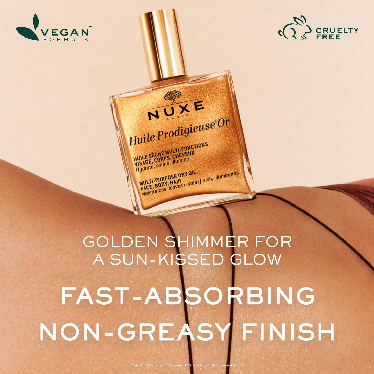 NUXE Huile Prodigieuse Shimmer Multi-Purpose Dry Oil - Luxurious Radiant Glow and Hydration for Face, Body & Hair (100 ml) Nuxe
