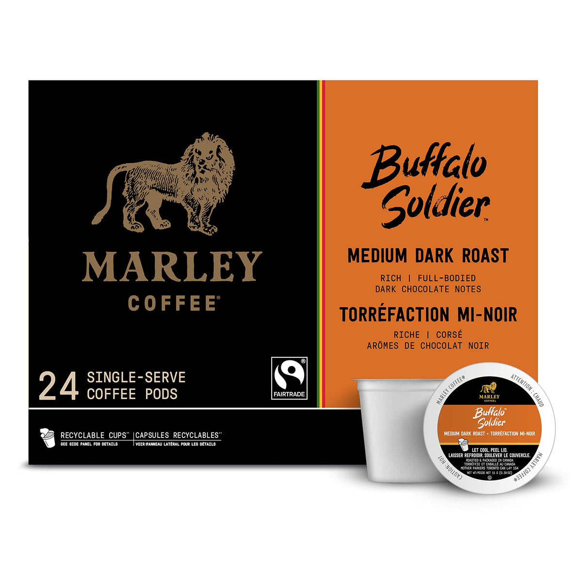 Marley Coffee Buffalo Soldier, Medium-Dark Roast, 24 Count