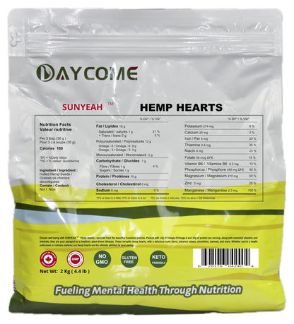 SUNYEAH Hemp Hearts - 2 kg Hulled Hemp Seeds from Saskatchewan, 12g Omega-3 & 6 per Serving, Non-GMO Vegan Keto