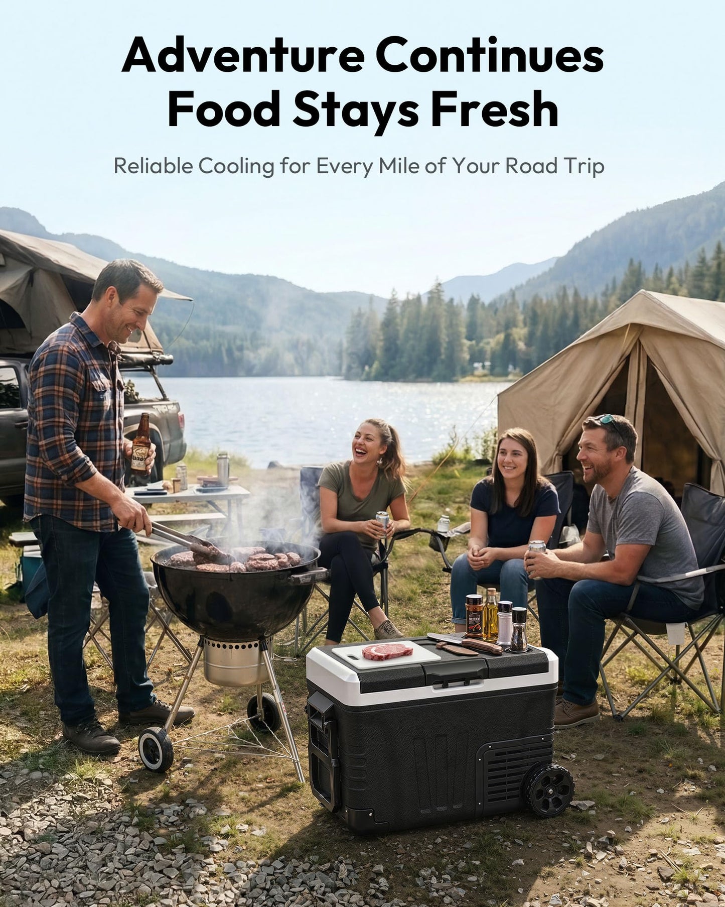 EUHOMY 12 Volt Refrigerator, 37QT(35L) Electric Cooler, Portable Freezer 12V/24V DC 110-240V AC, 12V Fridge -4℉~68℉, 12V Cooler with Wheels & 2 Baskets for Travel, Truck, Boat, Camping