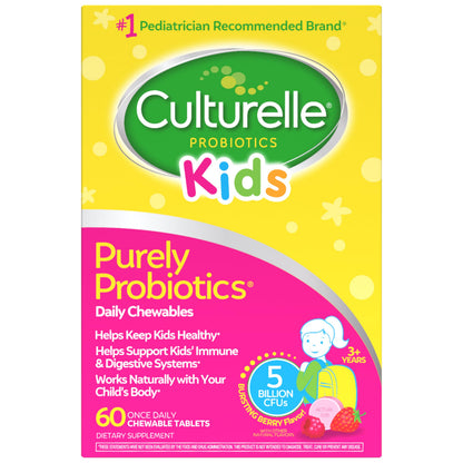 Culturelle Kids Daily Probiotic Chewable for Kids, With 100% Naturally Sourced Lactobacillus GG Strain, Most Clinically Studied Probiotic, Pediatrician Recommended, Berry Flavor, 60 Count Chews 🍁 All In One Marketplace Canada