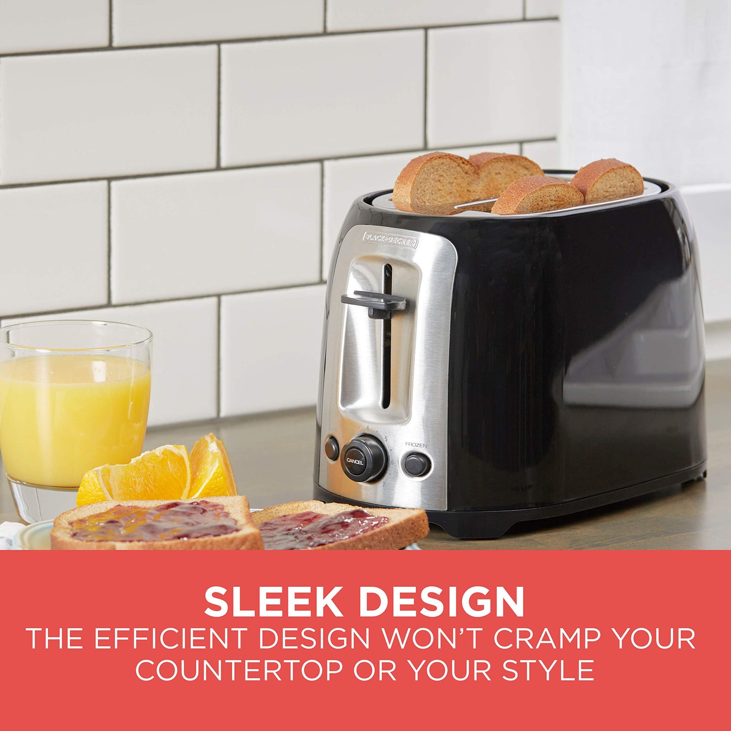 BLACK+DECKER 2-Slice Extra Wide Slot Toaster, Classic Oval, Black with Stainless Steel Accents, TR1278B - Available at All In One Marketplace Canada