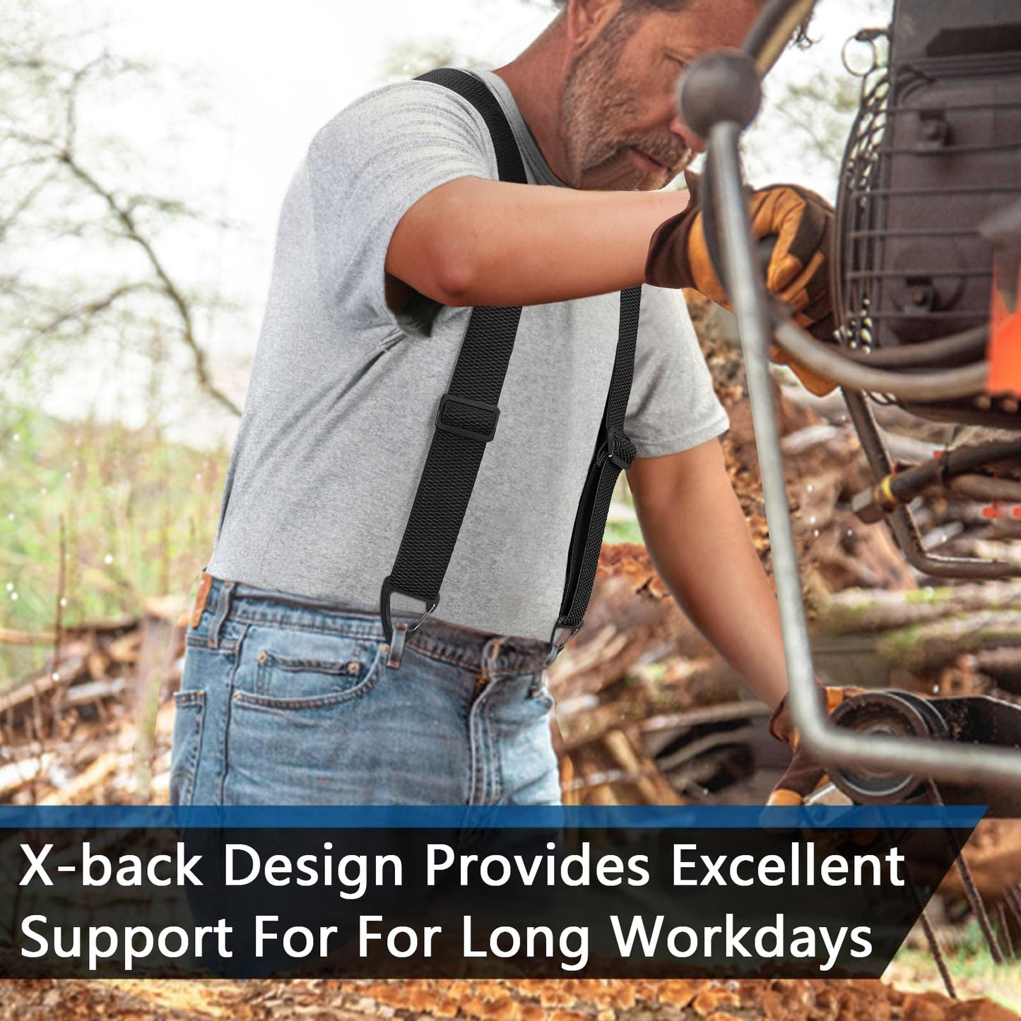 Suspenders for Men Heavy Duty Mens Suspenders Elastic 1.5-inch Braces Adjustable with 4 Plastic Snap Loop for Jeans Pants Outdoor Work Wedding Black - Available at All In One Marketplace Canada