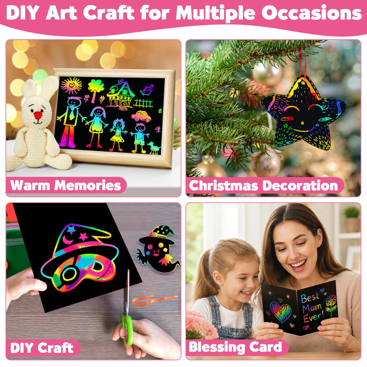 ZMLM 100PCS Rainbow Scratch Paper Art Gifts, Arts and Crafts for Kids Toys 🍁 All In One Marketplace Canada