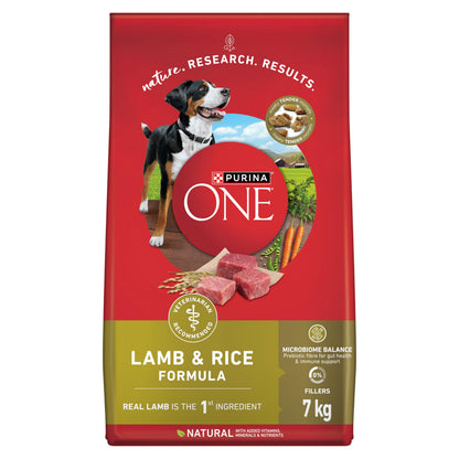 Purina ONE Dry Dog Food, Microbiome Balance Lamb & Rice - 7 kg Bag (1 Pack)