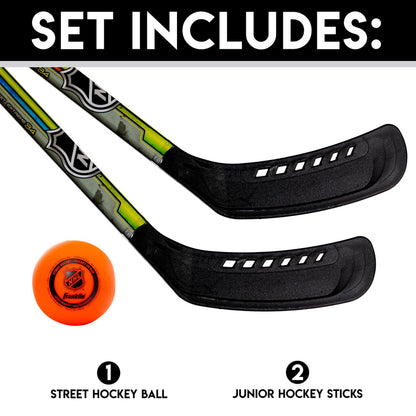 Franklin Sports Youth Street Hockey Set - Includes 2 Street Hockey Sticks and 1 Street Hockey Ball - Official NHL Licensed Product - Perfect Hockey Starter Set for Kids Franklin Sports