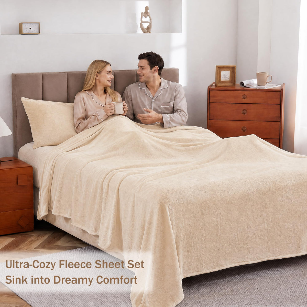 Softan Fleece Sheets, Soft as Flannel, Queen, Sand 🍁 All In One Marketplace Canada