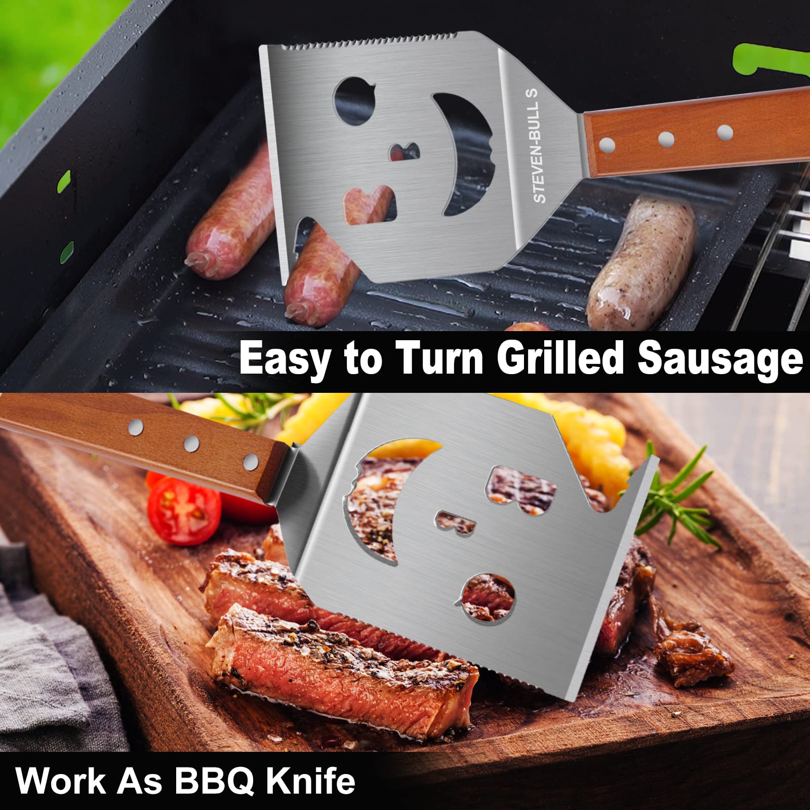 BBQ Accessories for Grill, 7 in 1 Grill Spatula with Fork,17 Inch Barbecue Tools, Dad Gifts, Gifts for Men, Dad, Husband - Available at All In One Marketplace Canada
