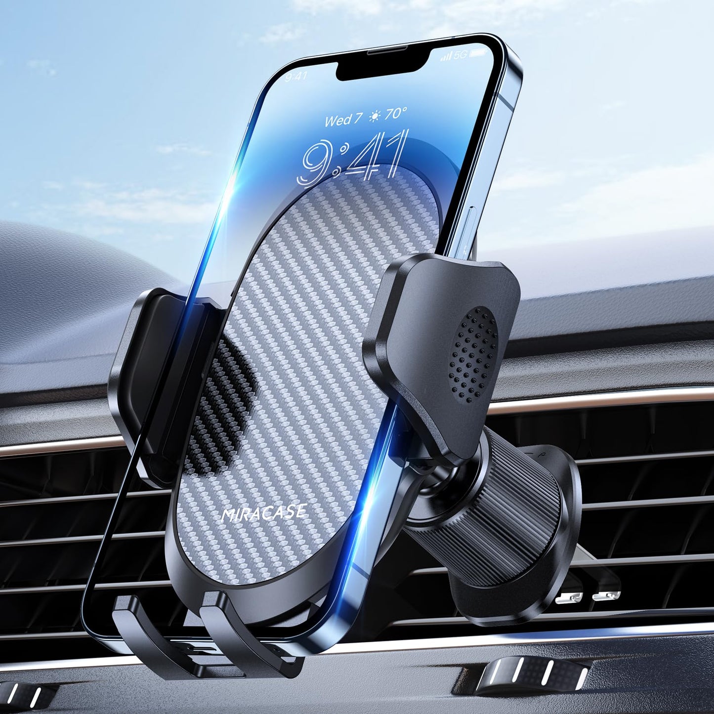 Miracase Phone Holder Car Mount:Universal Air Vent Cellphone Stand Brakect with Metal Hook Clip,360 Rotating Carmount Accessories for iPhone 17/16/15/14/13/12 Pro Max,Galaxy,Camera,Black - Available at All In One Marketplace Canada
