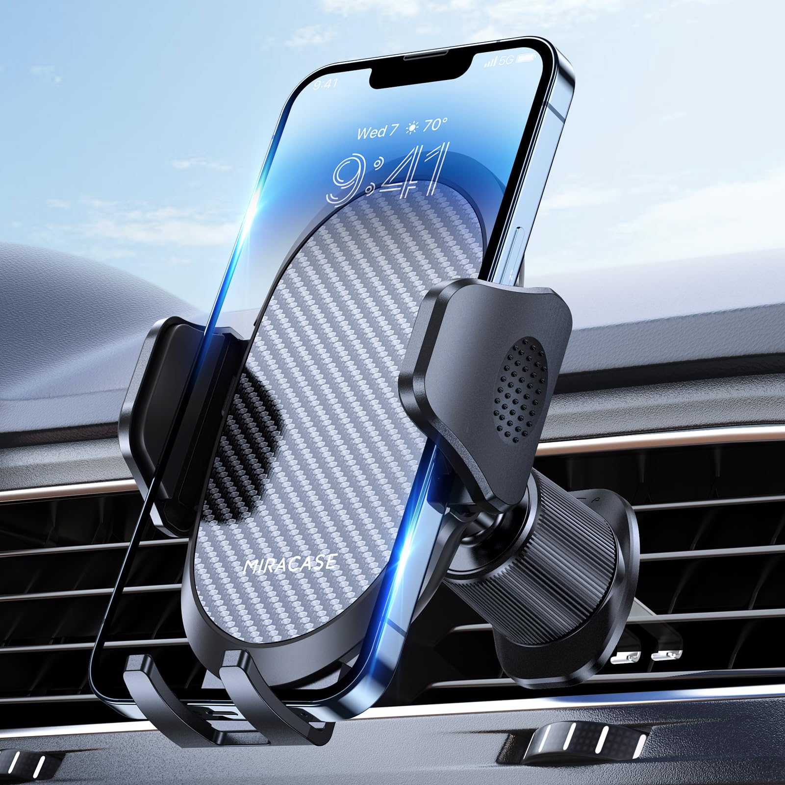Miracase Phone Holder Car Mount:Universal Air Vent Cellphone Stand Brakect with Metal Hook Clip,360 Rotating Carmount Accessories for iPhone 17/16/15/14/13/12 Pro Max,Galaxy,Camera,Black - Available at All In One Marketplace Canada
