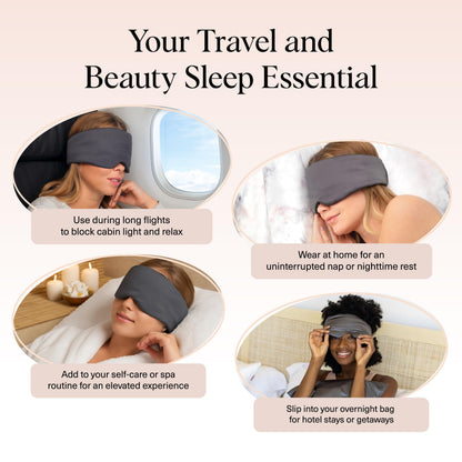 Kitsch Satin Sleep Mask - Eye Masks for Sleep, Softer Than Silk Satin Sleeping Mask Blindfold and Sleep Masks for Women and Men, Eye Care Travel Essentials - Charcoal Black - Available at All In One Marketplace Canada