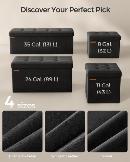 SONGMICS 110 cm Folding Storage Ottoman Bench, Padded Seat SONGMICS