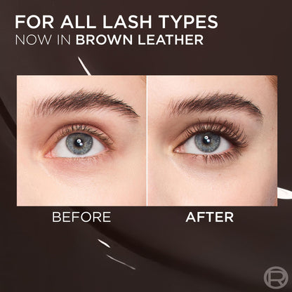 L’Oreal Paris Voluminous Panorama Chromatic Mascara, Volumizing and Lengthening Brown Mascara, Longwear, Smudge-Resistant and Washable, 705 Brown Leather