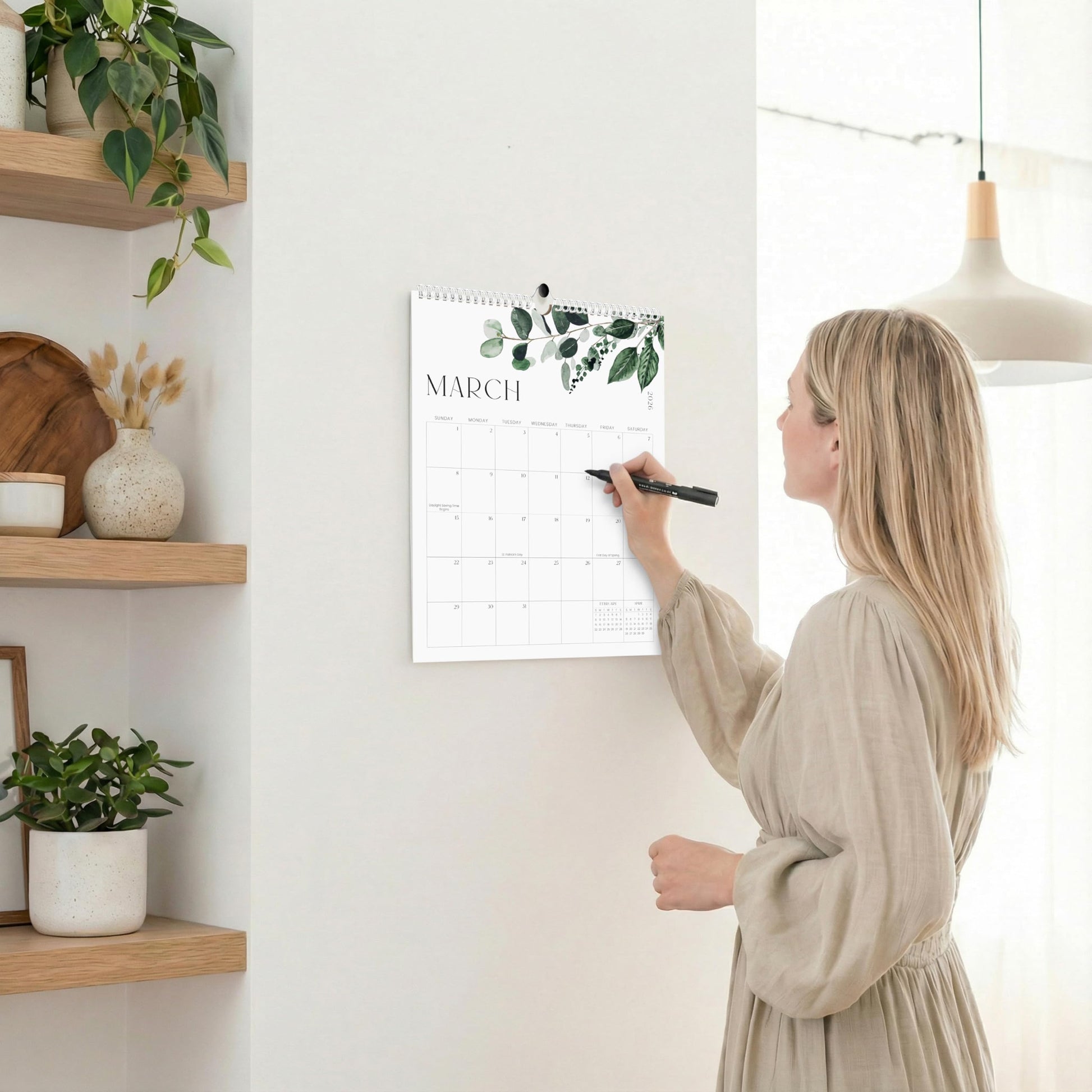 Aesthetic 2026-2027 Wall Calendar - Runs from January 2026 Until July 2027 - The Perfect Modern Greenery Calendar Planner for Easy Organizing
