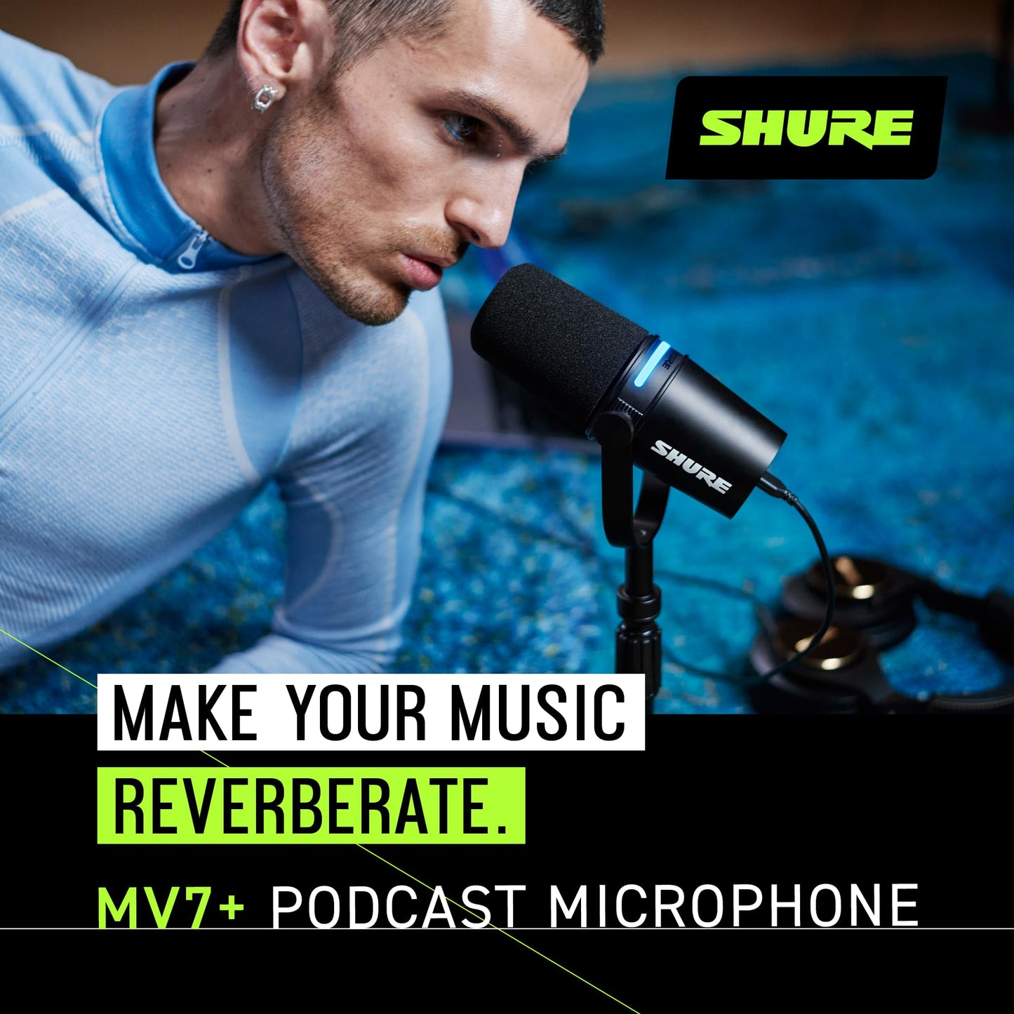 Shure MV7+ USB-C & XLR Podcast Dynamic Mic with Stand - Black