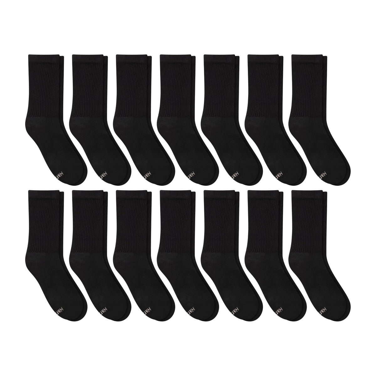 Hanes Women's Value, Crew Soft Moisture-Wicking Socks, Available in 10 and 14-Packs, Black-14, 5-9, Black - 14 Pack, 5-9