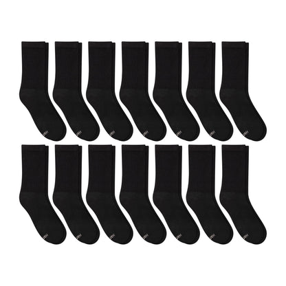 Hanes Women's Value, Crew Soft Moisture-Wicking Socks, Available in 10 and 14-Packs, Black-14, 5-9, Black - 14 Pack, 5-9