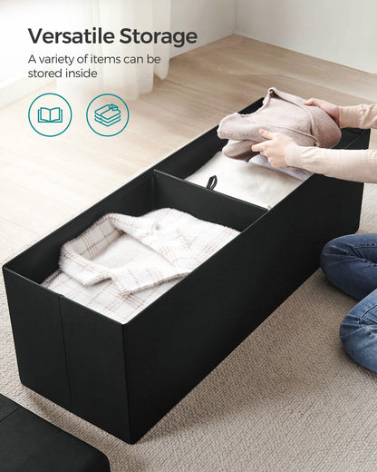 SONGMICS 110 cm Folding Storage Ottoman Bench, Padded Seat SONGMICS
