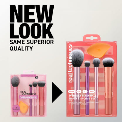 Real Techniques Makeup Brush Set with 2 Sponge Blenders for Eyeshadow, Foundation, Blush, and Concealer, Set of 6