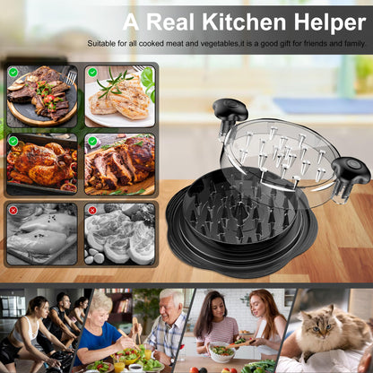 Chicken Shredder Tool Twist Large Chicken Breast Shredder with Brush&Fork, Visible Meat Shredder Machine, Strong Anti-Slip Strip, Ergonomic Handle, BPA Free, Suitable for Pork Beef Chicken (Black) - Available at All In One Marketplace Canada