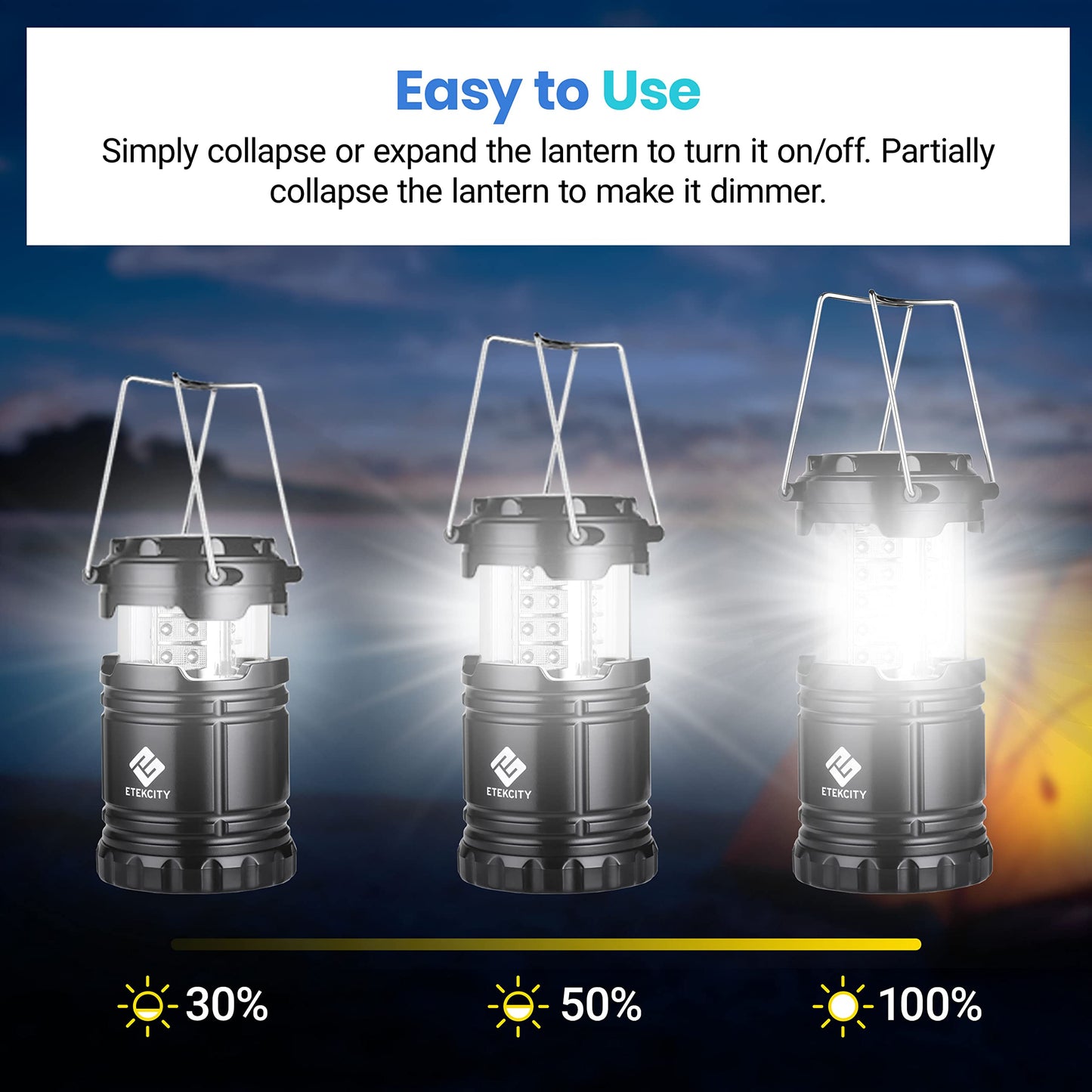 Etekcity LED Camping Lantern, 4 Pack, Battery Powered, Emergency Light Etekcity