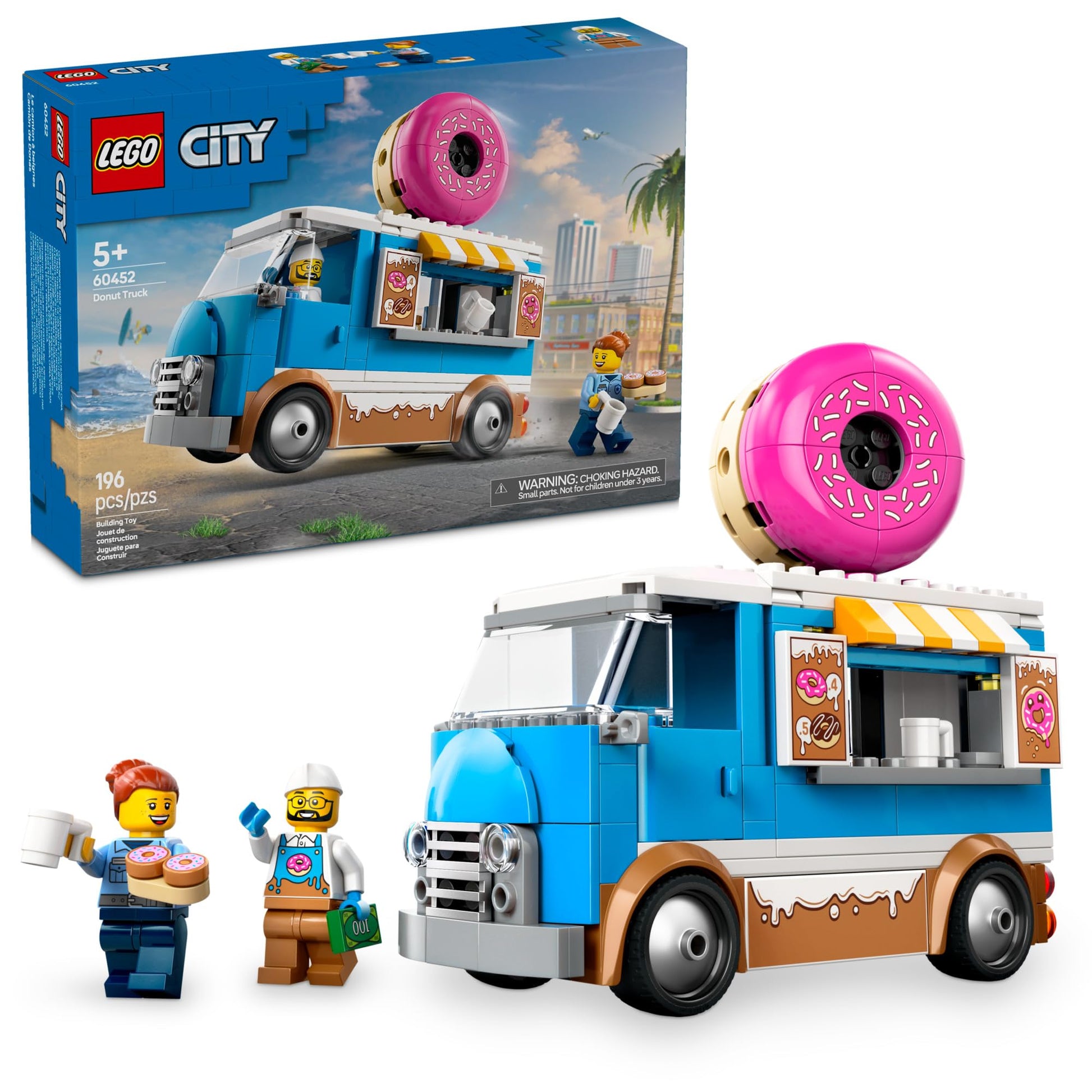 LEGO City Donut Truck Toy - Building Toy for Kids, Boys and Girls, Ages 5+ - Mobile Donut Stand with 2 Minifigures and Other Accessories - Fun Gift Idea for Birthdays and Holidays - 60452 LEGO