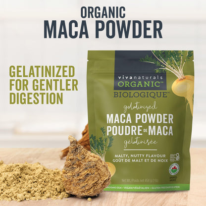 Viva Naturals Organic Maca Powder, Gelatinized Peruvian Maca Root Powder, Non-GMO, 1 lb Viva Naturals