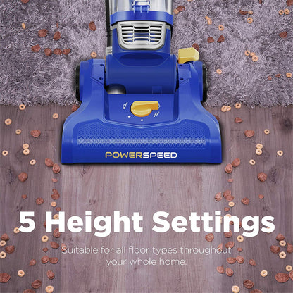 Eureka Powerful Bagless Upright Vacuum Cleaners for Home Pets, Lightweight Household Vacuum Cleaner for Carpet and Hard Floor, PowerSpeed NEU182C with 5 Height Adjustment, Blue EUREKA